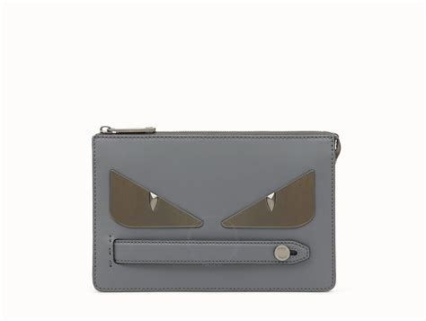 Fendi Men's Clutch bag Bugs Gray Fd Metal Bugs Pouch 